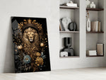 Baroque panel against a moody dark-painted accent wall