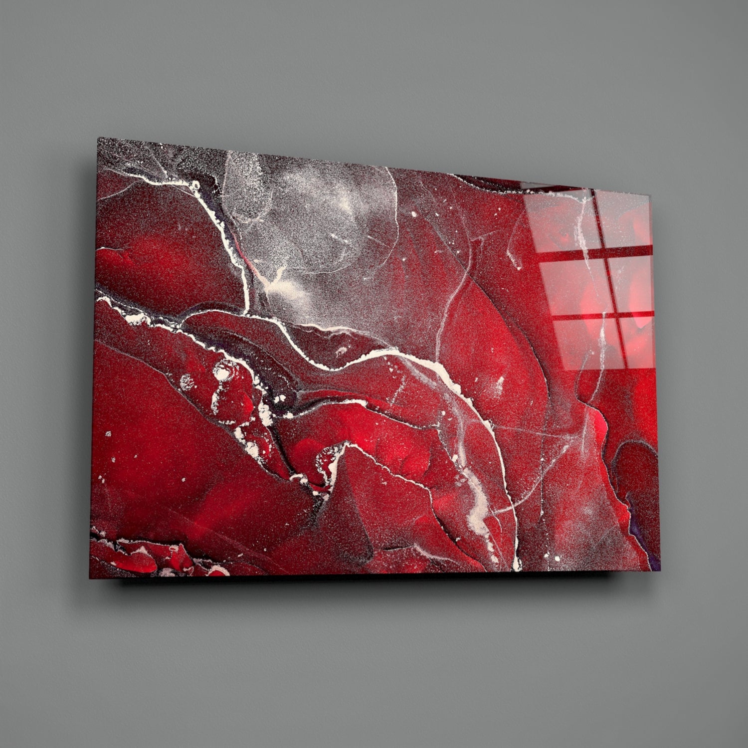Red Marbellous Glass Wall Art.