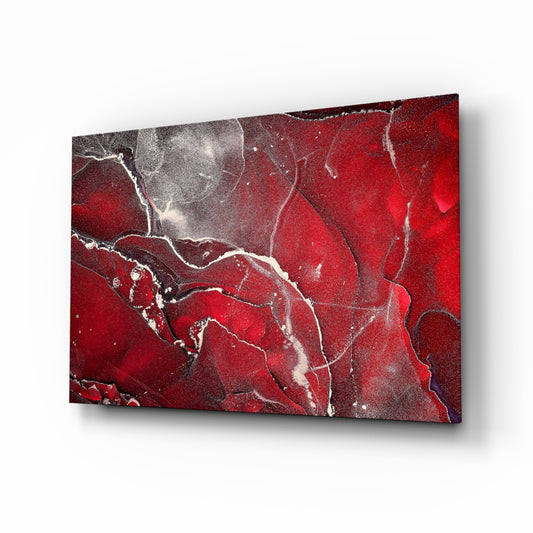 Red Marbellous glass wall art in a modern living room