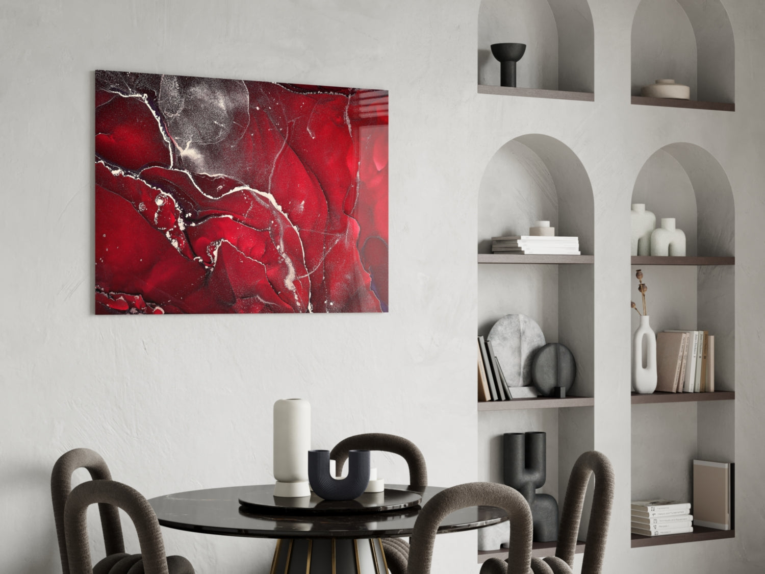 Red Marbellous Glass Wall Art.