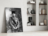 Patriotic panel against an ivory-painted accent wall