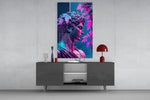 Thinking Sculpture glass wall art catching light to reveal its painted vine