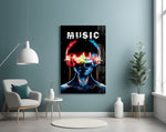 Music artwork styled in a teen's bedroom interior