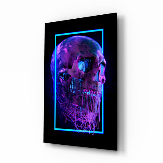 Skull glass wall art in a modern creative loft