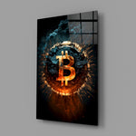 Crypto poster panel anchoring a creative loft wall