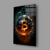 Crypto poster panel anchoring a creative loft wall