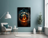 Bitcoin artwork styled in a designer office interior