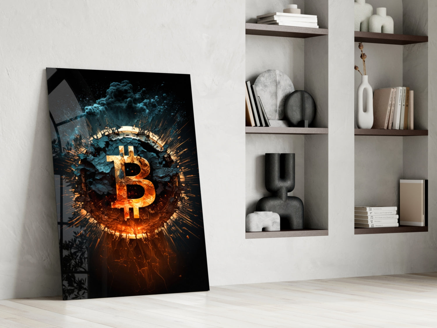 Bitcoin Glass Wall Art.