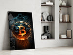 Crypto panel against a moody dark-painted accent wall
