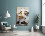 Brushed Face artwork styled in a designer office interior