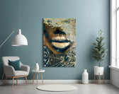 Lips artwork styled in a designer office interior