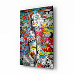 Graffiti glass wall art in a modern creative loft