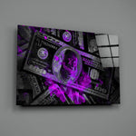 Money-motif panel anchoring a creative loft wall