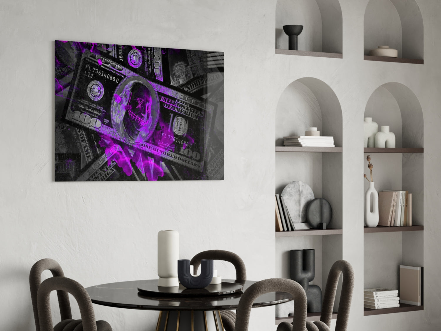 Dollars Glass Wall Art.