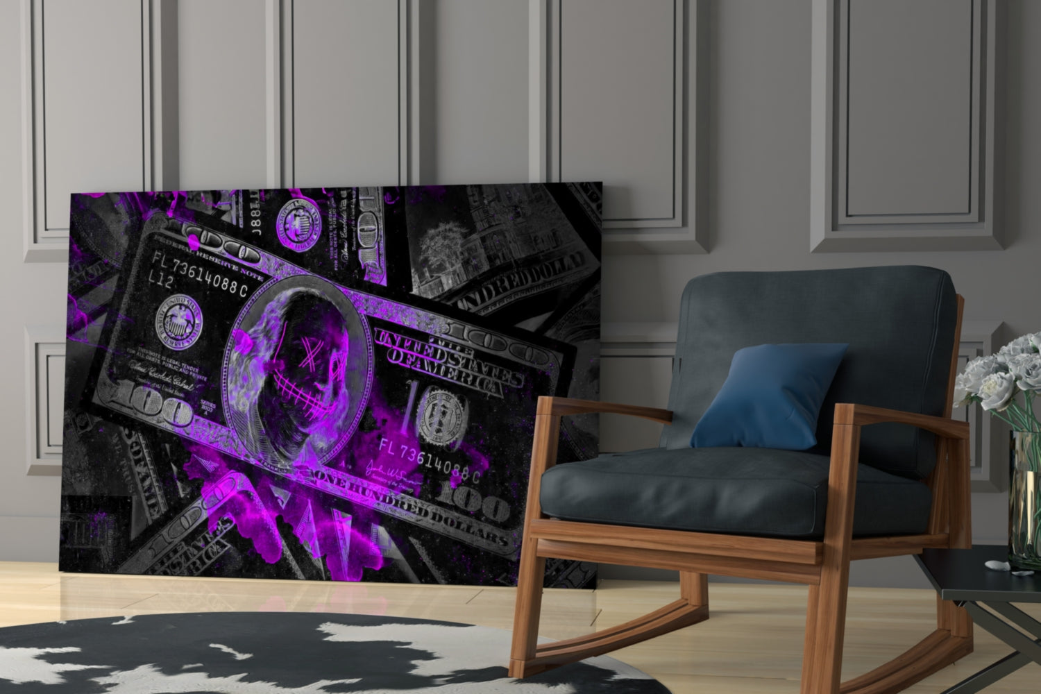 Dollars Glass Wall Art.