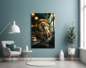 Lion Gentleman artwork styled in a designer office interior