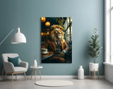 Lion Gentleman Glass Wall Art