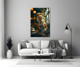 Lion Gentleman Glass Wall Art