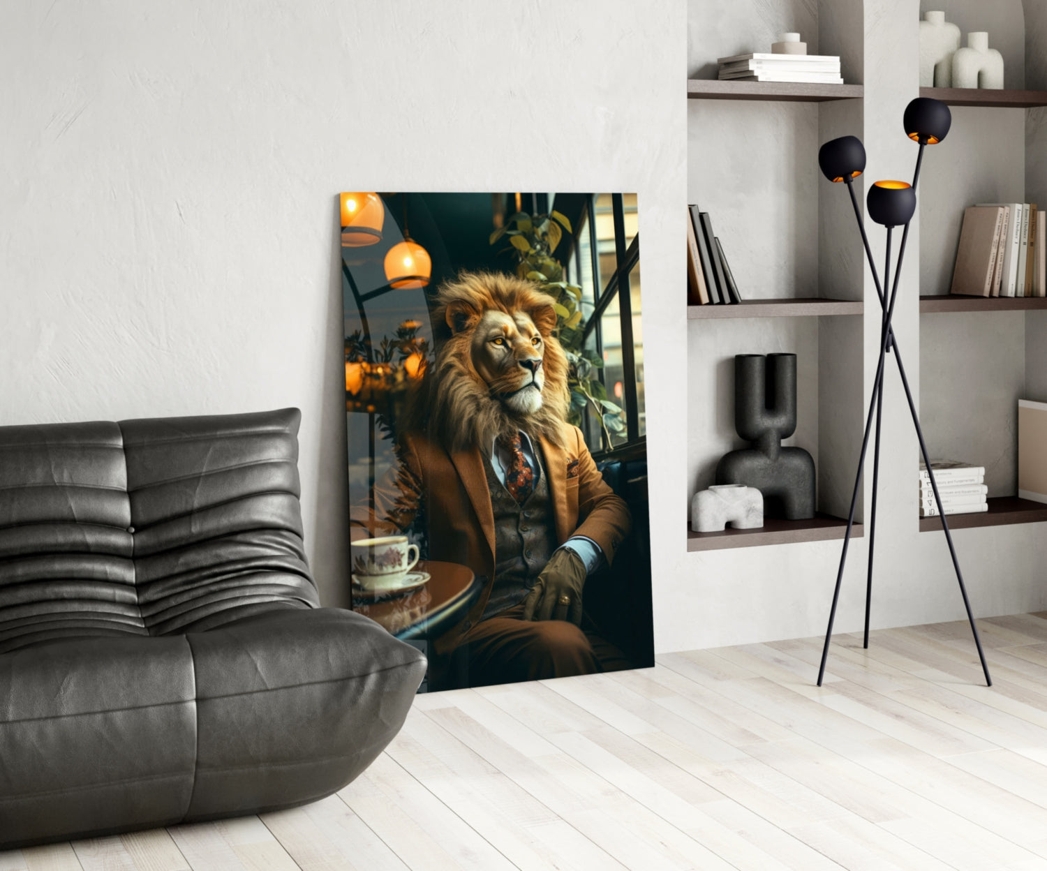 Lion Gentleman Glass Wall Art.