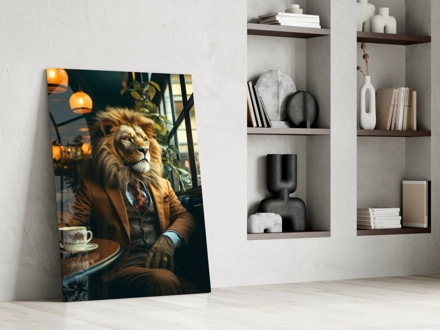 Lion Gentleman Glass Wall Art.