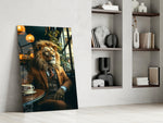 Anthro panel against a warm-cream painted accent wall