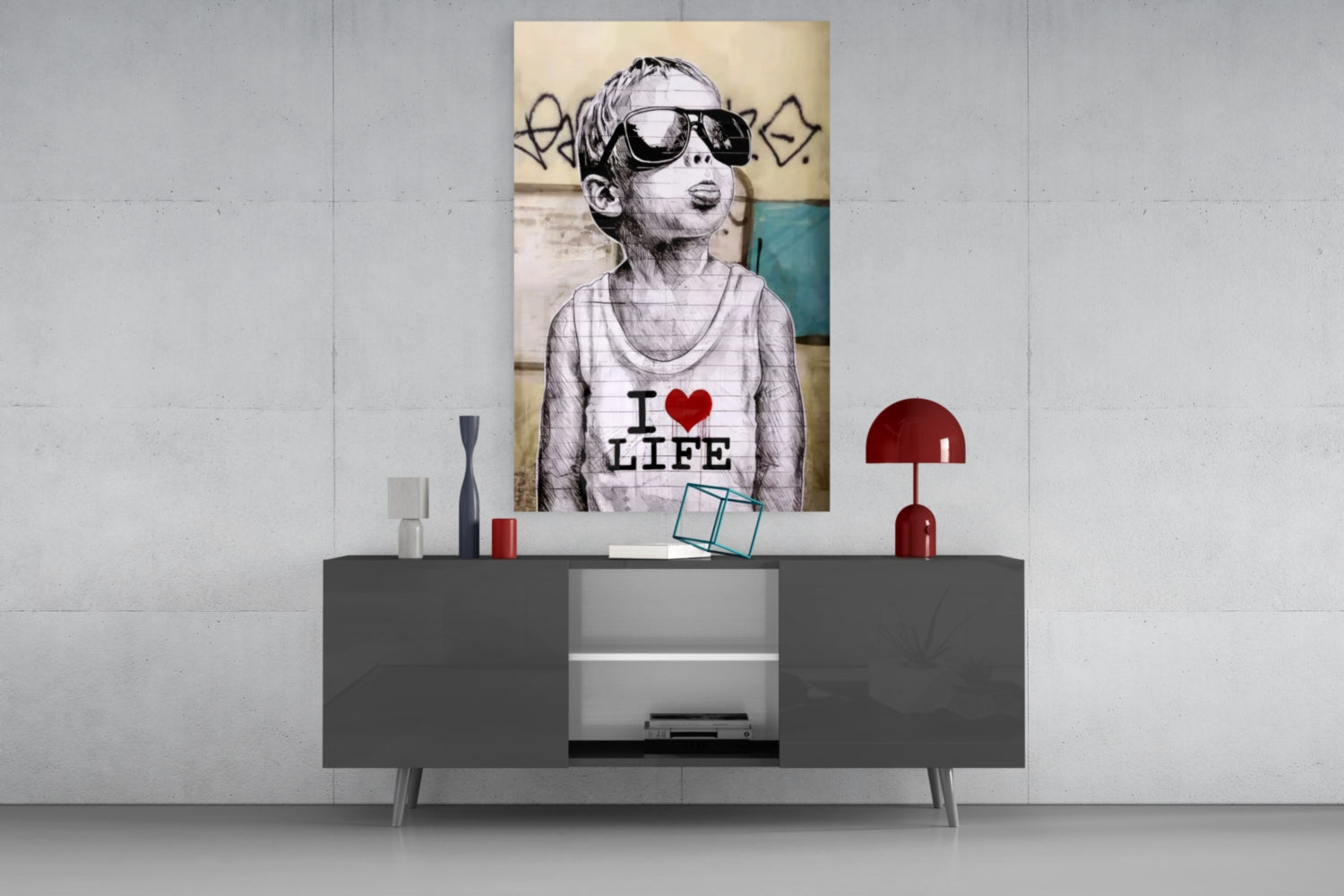 I Love Life Glass Wall Art.