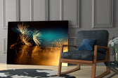 Macro yatay panel against a warm-cream painted accent wall