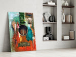 Still-life panel against a warm-cream painted accent wall