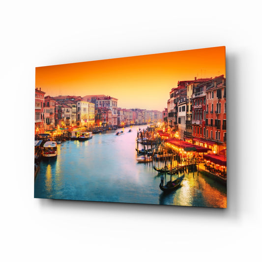 Venice glass wall art in a modern living room