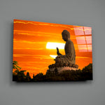 Sacred art panel anchoring a yoga studio wall