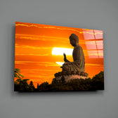 Sacred art panel anchoring a yoga studio wall