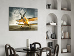 Aviation glass print bringing vintage edge to a designer office