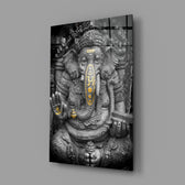 Sacred art panel anchoring a yoga studio wall