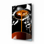 Coffee glass wall art in a modern kitchen island wall