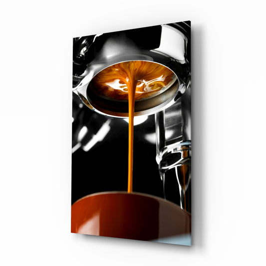 Coffee glass wall art in a modern kitchen island wall