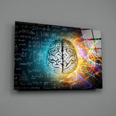 Neuroscience panel anchoring a home office wall