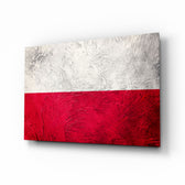 Flag of Poland glass wall art in a modern home office