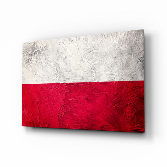 Flag of Poland glass wall art in a modern home office