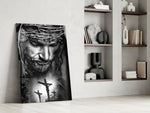 Sacred panel against a moody dark-painted accent wall