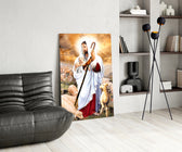 Sacred glass print bringing devotional edge to a child's nursery