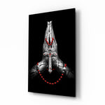 Cross glass wall art in a modern study