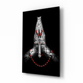 Cross glass wall art in a modern study