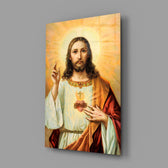 Sacred icon panel anchoring a home library wall