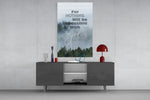 Nothing Impossible glass wall art catching light to reveal its painted mist