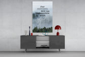 Nothing Impossible glass wall art catching light to reveal its painted mist
