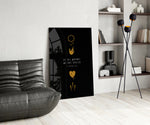 Scripture glass print bringing devotional edge to a quiet bedroom