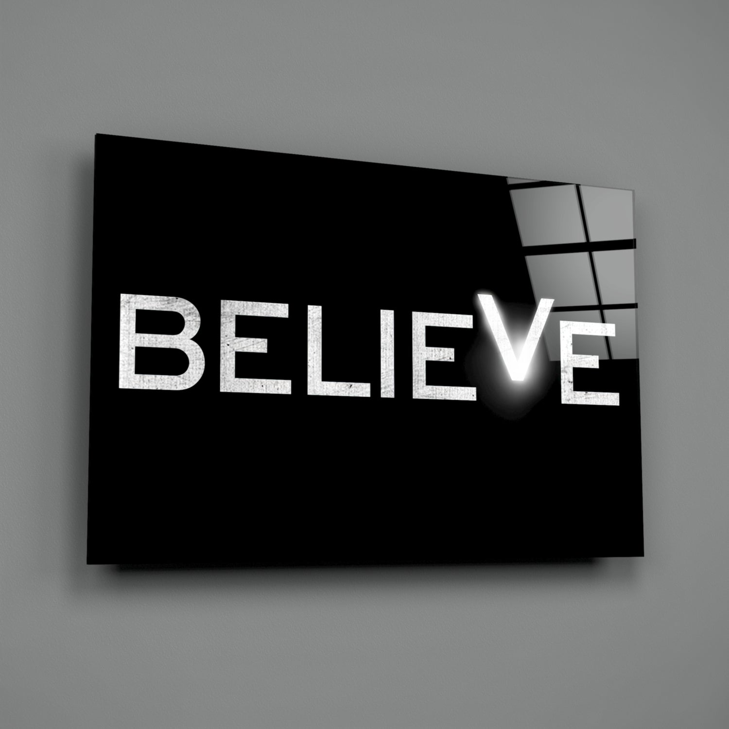 Believe Glass Wall Art.