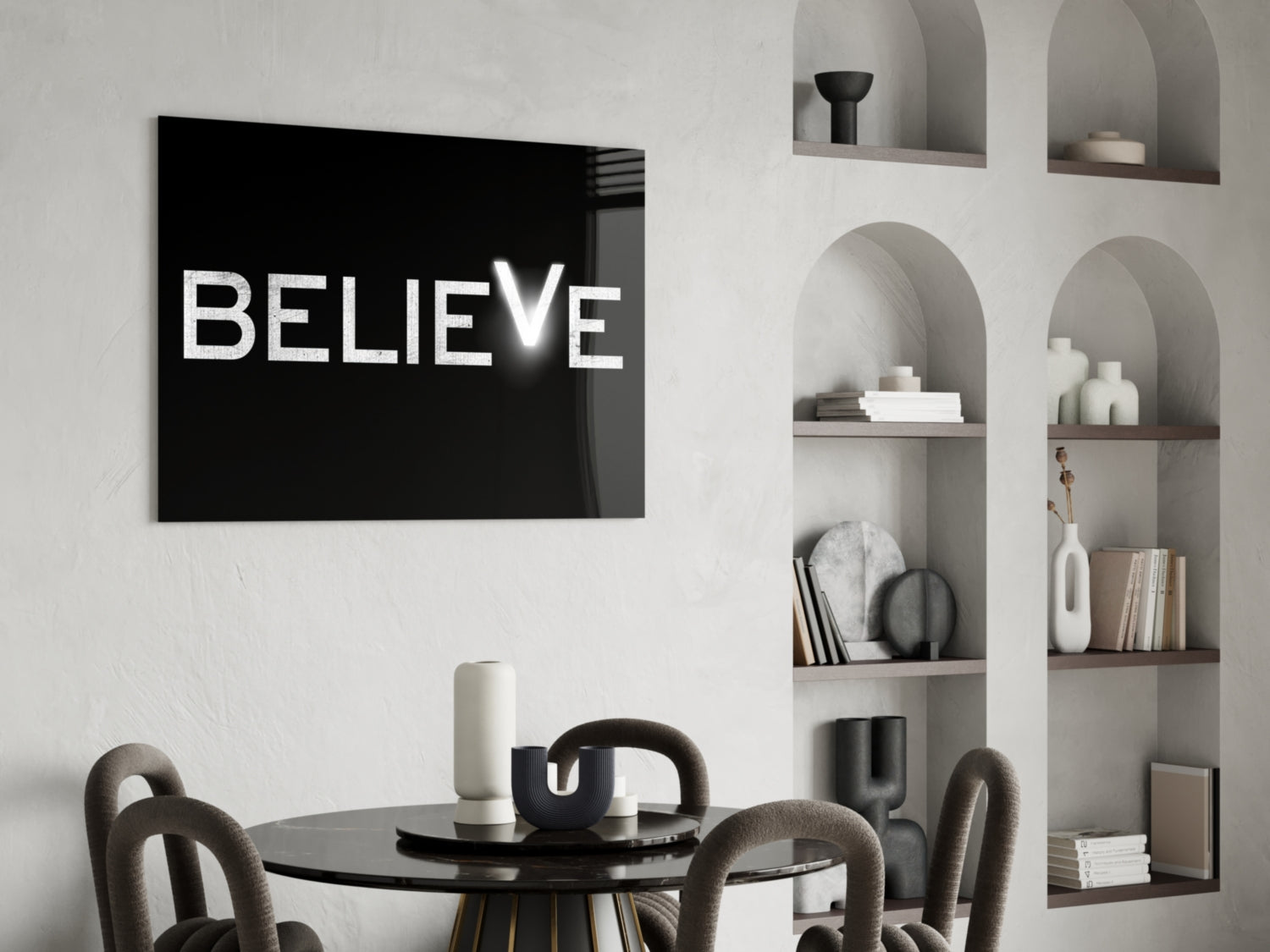 Believe Glass Wall Art.