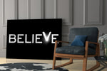 Motivational yatay panel against a moody dark-painted accent wall