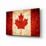 Flag of Canada glass wall art in a modern home office